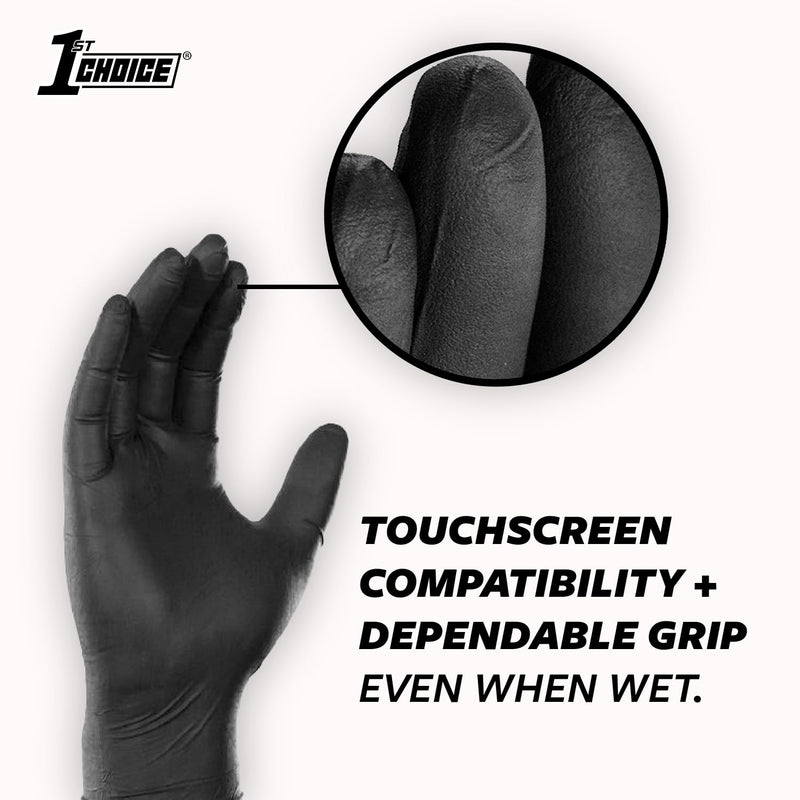 [Australia - AusPower] - 1st Choice Black Nitrile Gloves Box of 100 Large Gloves Disposable Latex Free - Exam Grade Black Gloves for Cooking - 3mil Large (Pack of 100) 
