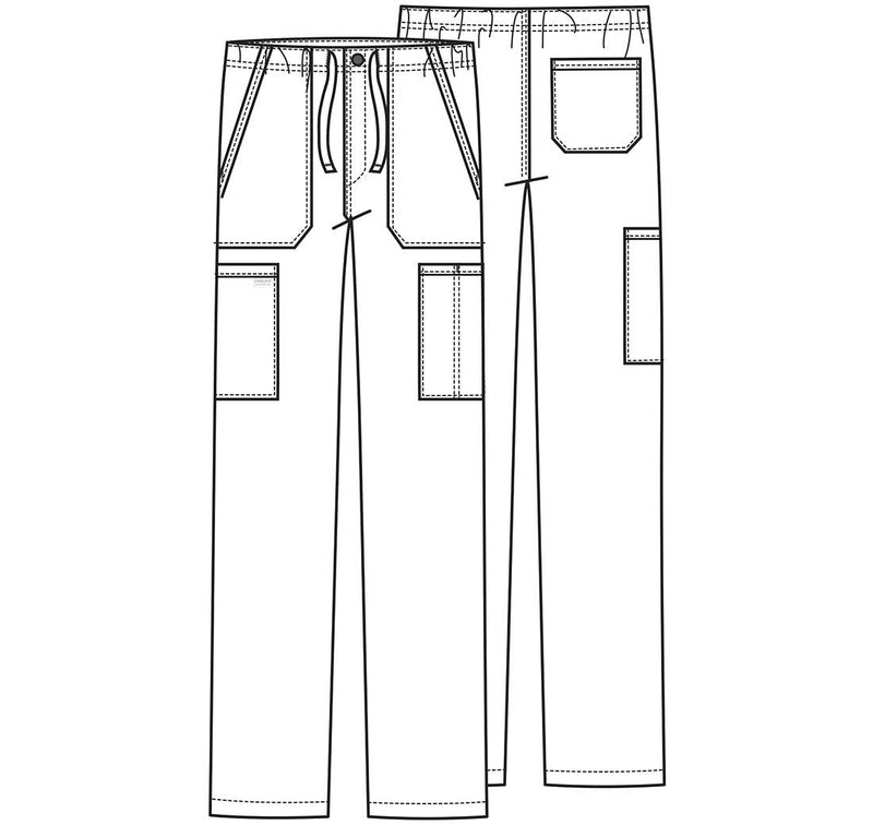 [Australia - AusPower] - Cherokee Men's Scrub Pant Tapered Leg Fly Front Cargo Pant with 5 Pockets WW190 Large Black 
