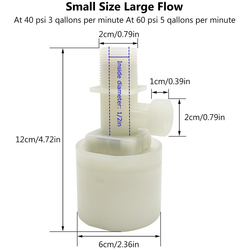 [Australia - AusPower] - Water Float Valve, Water Level Control Water Tank Traditional Float Valve Upgrade 2 PCS (1/2", up inlet) 0.5 Inch 