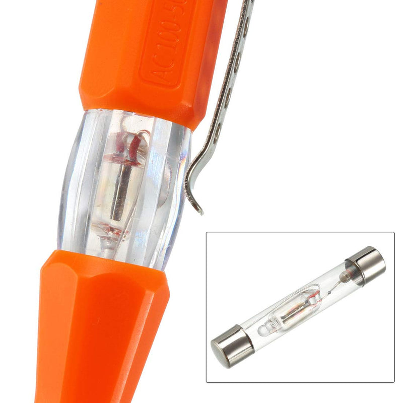 [Australia - AusPower] - uxcell Voltage Tester AC 100-500V with 3mm Slotted Screwdriver with Clip for Circuit Test, Orange, Pack of 5 