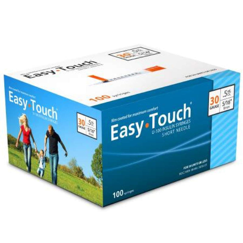 [Australia - AusPower] - EasyTouch U-100 Insulin Syringe with Needle, 30G 0.5cc 5/16-Inch (8mm), Box of 100 