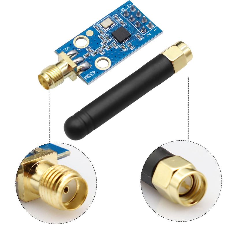 CC1101 Wireless Module CC1101 Wireless Module Module for Flipper Zero, CC1101 Wireless Module with SMA Antenna Connection 1.9-3.6 V DC Compatible with Arduino (Pack of 2)