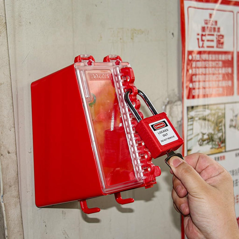 [Australia - AusPower] - Lockout Tagout Lock Box Group Padlock Box Wall-Mounted Locks Lock Out Tag Out Station 8 Locking Positions &1 Key Slot 