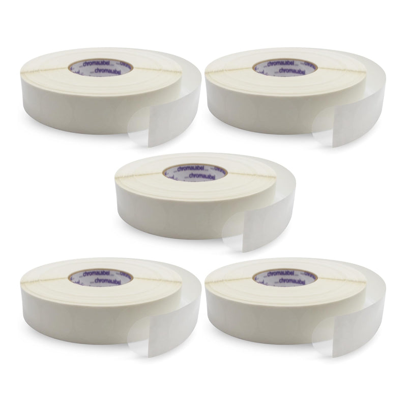 ChromaLabel 1.5-Inch Round Labels, Library Supply Envelope Seals, Non-Perforated Clear Stickers – 5,000 Seals per Roll