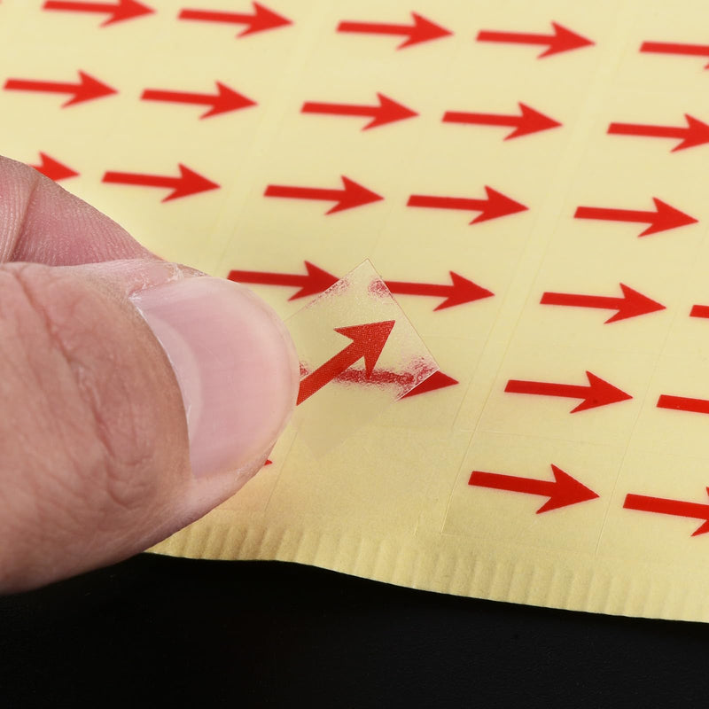 PATIKIL Small Arrow Stickers 0.5x0.4, 4 Sheet PET Self Adhesive Product Inspection Defects Indicator Industrial Work, Red