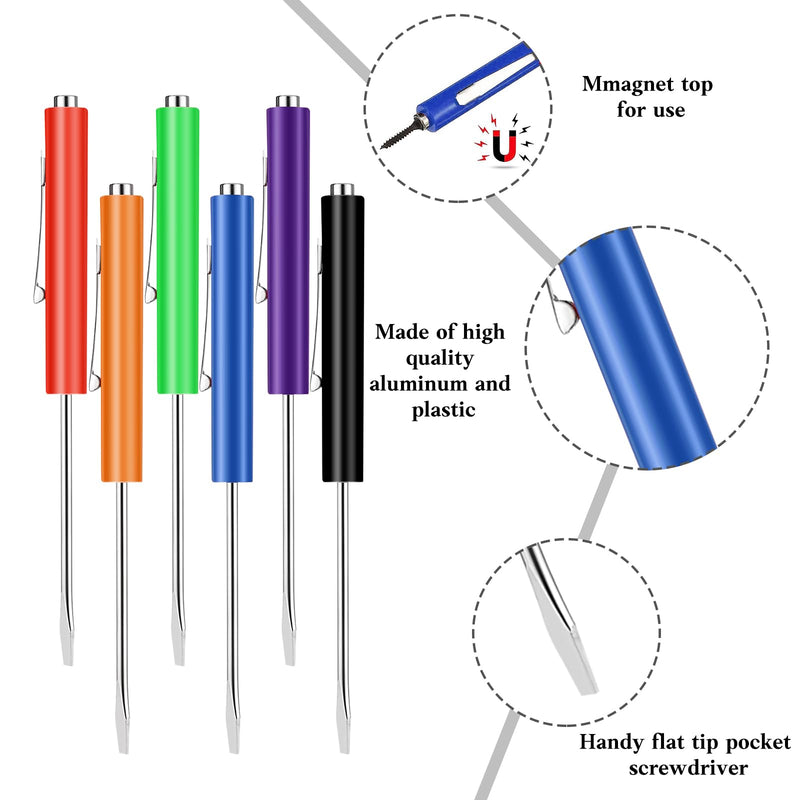 [Australia - AusPower] - 6 Pieces Pocket Screwdriver Mini Tops And magnetic pocket screwdriver with A Single Blade Head for Mechanical, Electrician (Colorful) 6 Colorful 