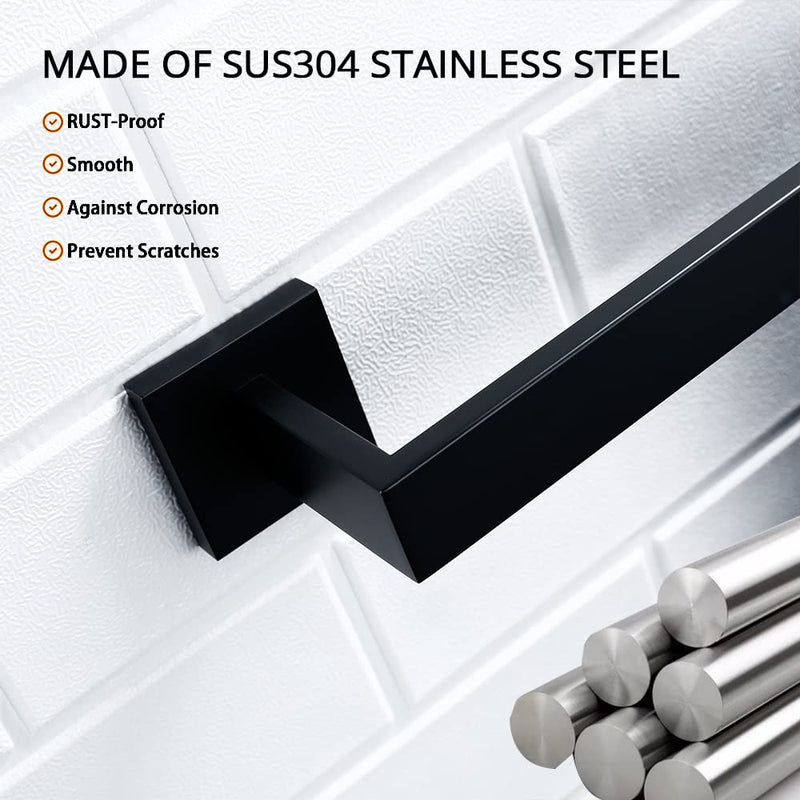 BANOLUX Towel Rack, 22 Inch Single Towel Bars for Bathroom, Towel Racks for Bathroom Wall Mounted SUS304 Hand Towel Holder Organize Heavy Duty, Matte Black Towel Bar (Total Length 23.6-Inch)