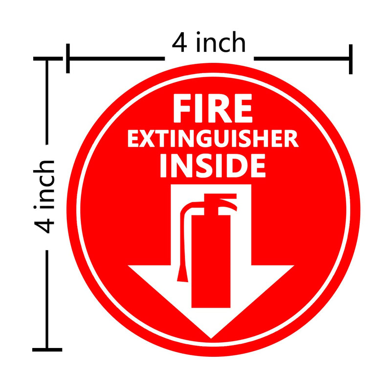 12 Pcs Fire Extinguisher Inside Signs Stickers,4 Inches Self Adhesive Decals Vehicle Safety Signage Safety Warning Stickers(Red)