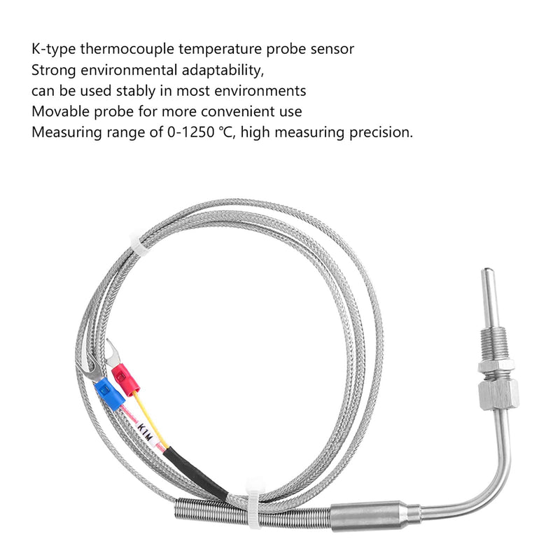 [Australia - AusPower] - K Type Thermocouple Probe, PT 1/8 Thread Temperature Sensor, Temperature Probe, Measuring Range of 0-1250 ℃, with 1 M Cable 