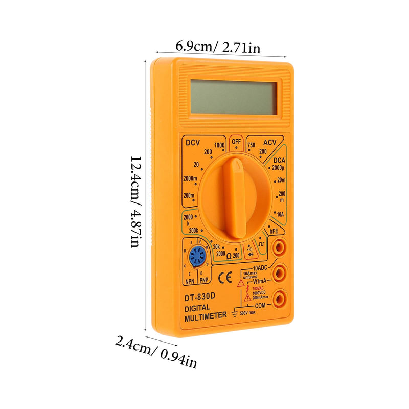 [Australia - AusPower] - TEHAUX TD 830D Voltage Tester - Digital Multimeter with Buzzer - Small Portable LCD Display for AC/DC Voltage, Current, Resistance Testing - Electrician Tool Yellow 