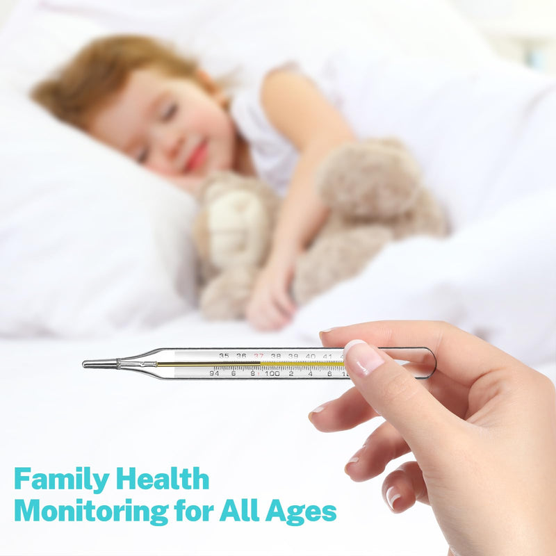 MAGICLULU 12Pcs Glass Oral Temperature for Adults Fever, Dual Scale ℃ & ℉ Traditional Underarm Body Temperature with Case, Precise Measurement for Kids Babies Elderly Home Family Clinics