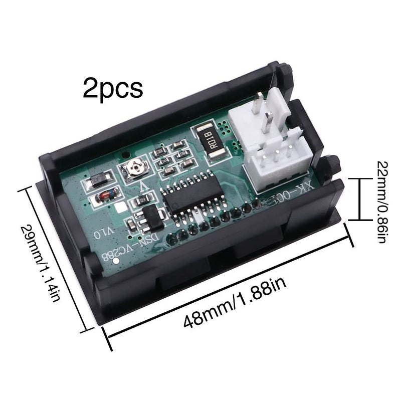 [Australia - AusPower] - VooGenzek Pack of 2 0.28 Inch LED Voltmeter Ammeter, Red and Blue Detector Voltage Current Meter Panel Ampere Voltmeter, DC 0-100V 10A for 12V/24V Multimeter Ammeter Volt Ammeter Panel 