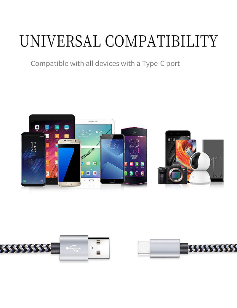 [Australia - AusPower] - USB Type C Cable Fast Charging, Tpc001 5 Pack(6Ft 3A) Braided C Charger Cables Compatible with Samsung S10e/note 9/s10/s9/s8 Plus/A80/A50/A20 