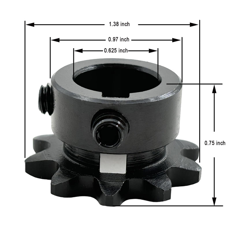 [Australia - AusPower] - #35 Roller Chain Sprocket Type B 5/8 inch Bore 10 Tooth, Hardened Antirust 1045 Steel Drive Sprockets 35B10-5/8 
