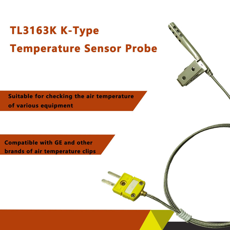 [Australia - AusPower] - TL3163K k-Type thermocouple air Probe Stainless Steel Open Hole Clip for Air Temperature -40°F to 890°F 