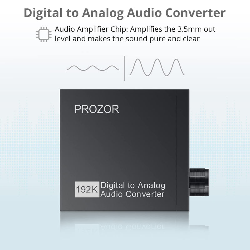 [Australia - AusPower] - PROZOR 192kHz Digital to Analog Audio Converter, DAC Digital SPDIF Optical Toslink to 3.5mm Converter 