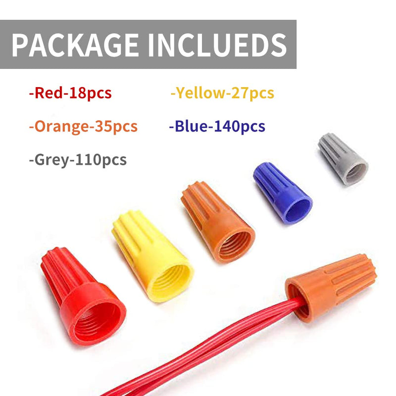 [Australia - AusPower] - 330 Pcs Wire Connectors Nuts Kit - Electrical Twist Wiring Splice Screw Caps Assortment 330 