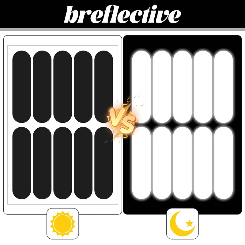 20Pcs Black Reflective Stickers, Motorcycle Helmet Safety Stickers, Night Visibility Safety Reflective Tape for Bicycle, Outdoor (7x1.8cm)