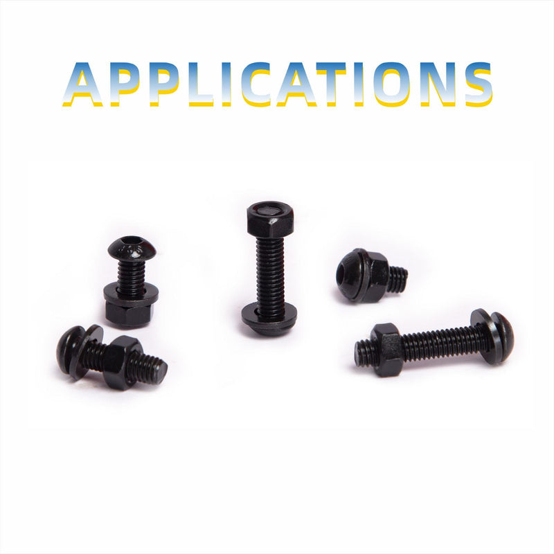 [Australia - AusPower] - 150PCS M6 x 12/16/20/25/30mm Button Head Hex Socket Cap Screws Bolts Nuts Washer Assortment Kit, 10.9 Grade Alloy Steel Black Oxide, Metric Bolts and Nuts Assortment,Fully Threaded M6 Alloy Steel Black Button Head Kit 150 