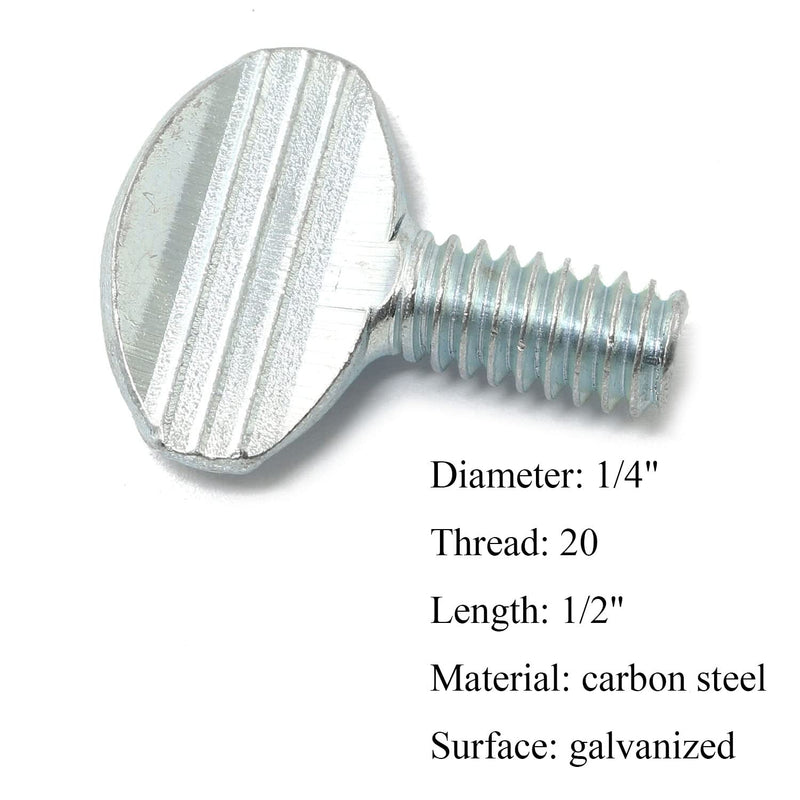 [Australia - AusPower] - 10pcs Carbon Steel Thumb Screw 1/4"-20 x 1/2" Galvanized Racket Screw, Silver 