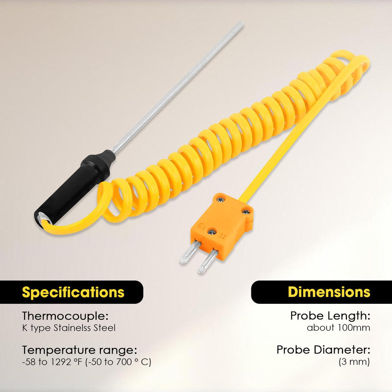 [Australia - AusPower] - 2PCS K Type Thermocouple Probe,Handheld Thermocouple Probe（-50~700℃） 
