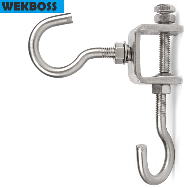 [Australia - AusPower] - 2 Set Metal Beam Hook 1 Inch Stainless Steel C Clamps and Heavy Duty Hanging J Hook/Threaded Screw Hook for Garage I Beam 1.2 in 