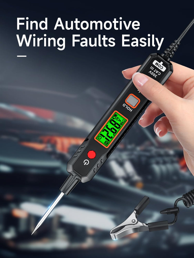 [Australia - AusPower] - B1 Voltage Tester, Circuit Tester with Range DC 0.8V-100V, Continuity Testing, Electrical Tester with Flashlight, Buzzer Alarm for Car Battery Polarity Continuity Fuses 
