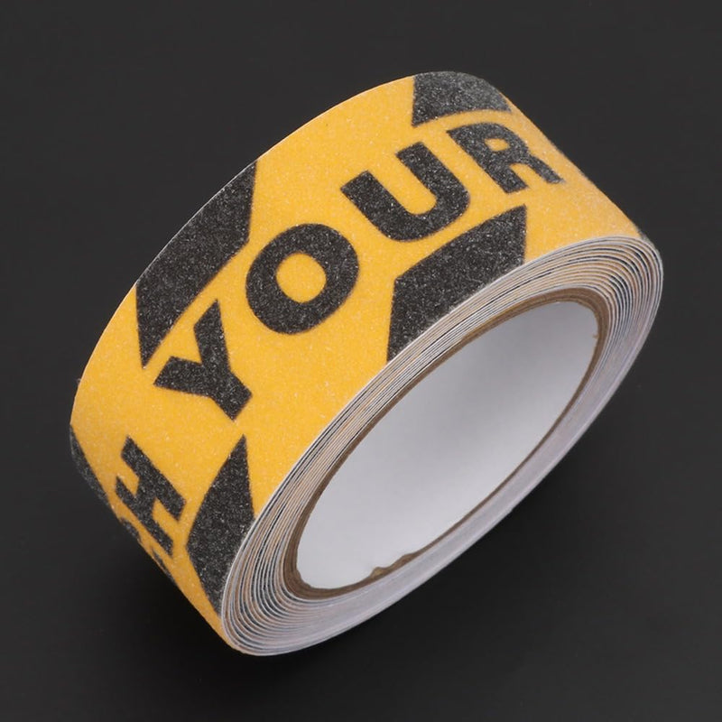 Watch Your Step PVC Non-Slip Tape 16.4Ft x 1.97 Inch Yellow Black Anti-Slip Abrasive Safety Tape for Floor Stairs and Steps