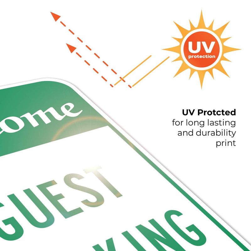 Welcome Guest Parking Sign, (SI-806) Large 12x18 Rust Free .63 Aluminum, Weather/Fade Resistant, Easy Mounting, Indoor/Outdoor Use, Made in USA