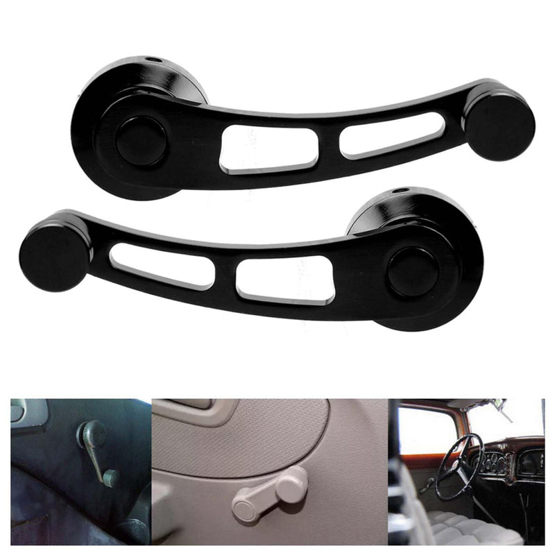 [Australia - AusPower] - Window Crank, 2PCS Window Crank Handle Replacement Alloy Window Handle Riser Winder Crank Fit for Classic Car, Ergonomic Design for Easy Operation with Installation Tool (Black) Black 