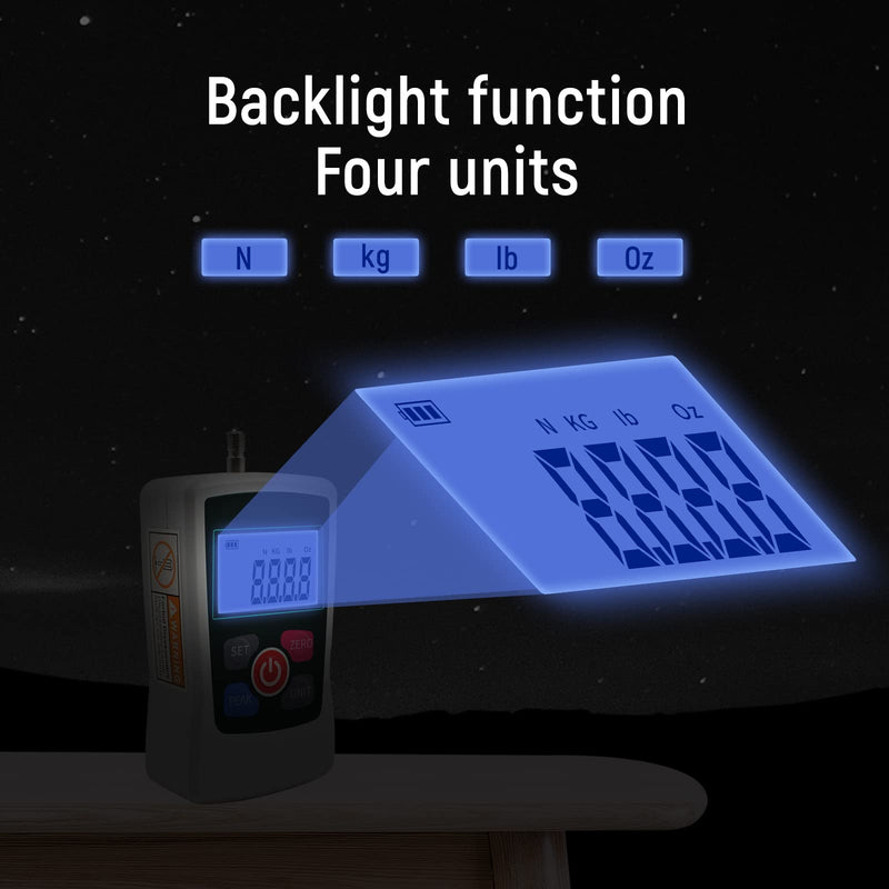 [Australia - AusPower] - 100N Digital Force Gauge Push and Pull Tester with 4 Measurement Units N Kg Lb Oz, Accuracy ±1? 100N 