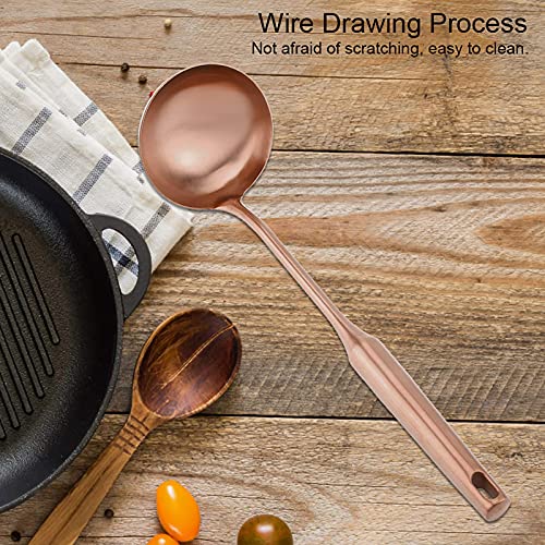 Stainless Steel Kitchen Ladle, Rose Gold Soup Spoon Turner, Heat- Handle, Large Cooking Utensil