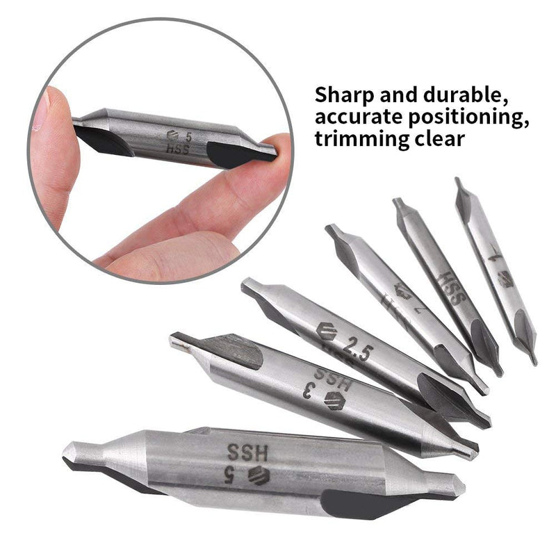 Triton Stainless Steel HSS Countersink Centre Drill Bit Set 60 Degree Angle 1/1.5/2/2.5/3/5 mm for Metal, Lathe Drill Countersink Central Bore Pack of 6