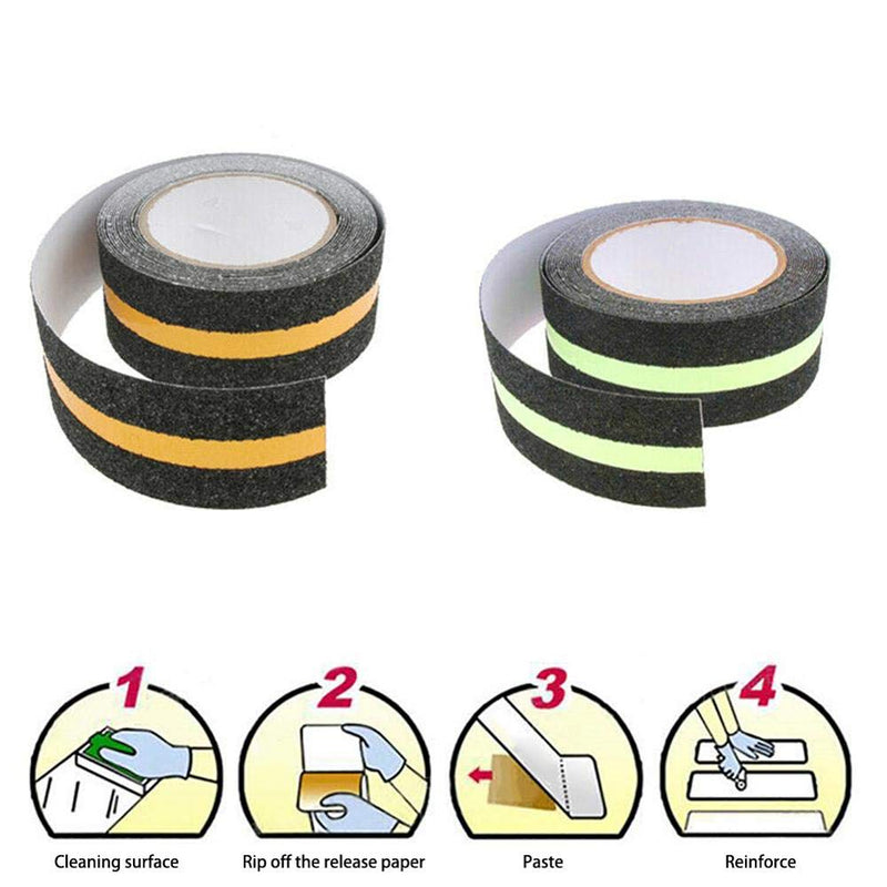 Anti Slip Traction Tape High Grip Adhesive Sticky Backed Safety Flooring Glow in Dark Stripe for Stairs Tread Step Luminous Green (2 Inch x 16.4 Ft) Luminous Green (2 Inch x 16.4 Ft)