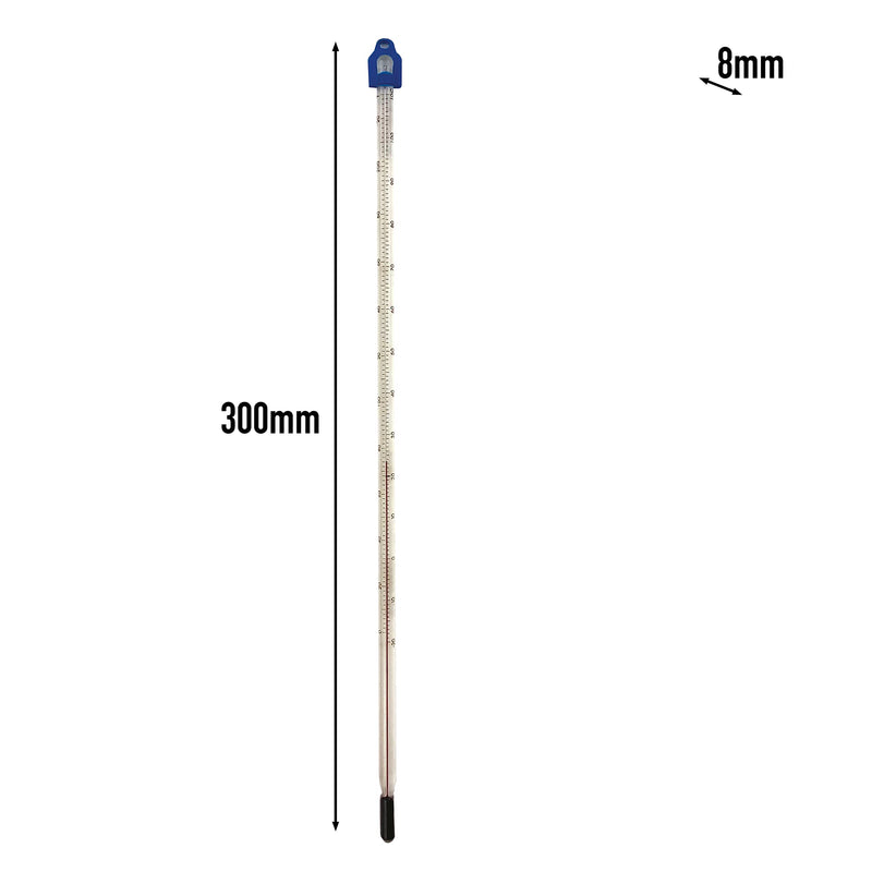 [Australia - AusPower] - Glass Thermometer -10 to +110 C&F 300mm Liquid in Glass Thermometer for Water and Liquids - Scientific Laboratory Grade Thermometer for Science Class Project Partial Immersion Thermometer 