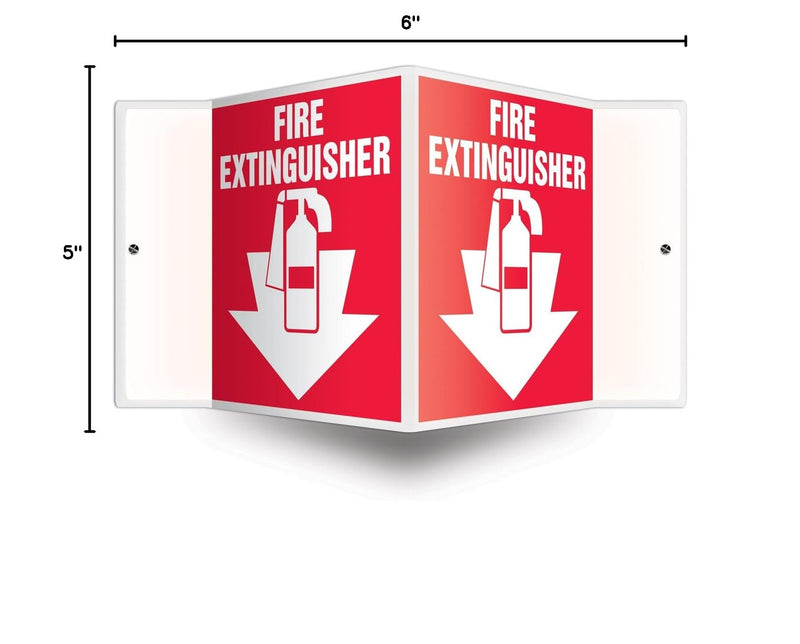Accuform Fire Extinguisher 3D Projection Sign, 6"x5" High-Impact Plastic with Pre-Drilled Mounting Holes, Made in USA, PSP113