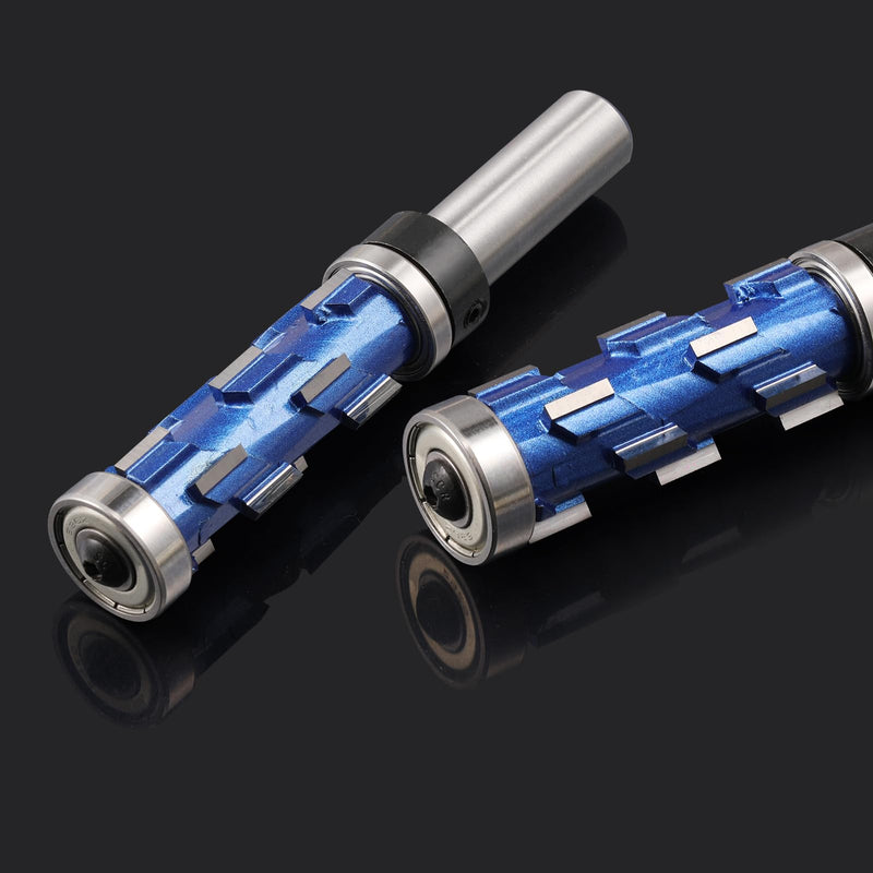 Flush Trim Router Bit 1/2" Shank, Double Bearings Flush Trim Bit 1/2 Spiral Trimming Bit, Wood Router Tool Hardwood Flush Cut Router Bit Router Template Bit for Wood MDF(2PCS) 1/2 inch shank (2PCS)