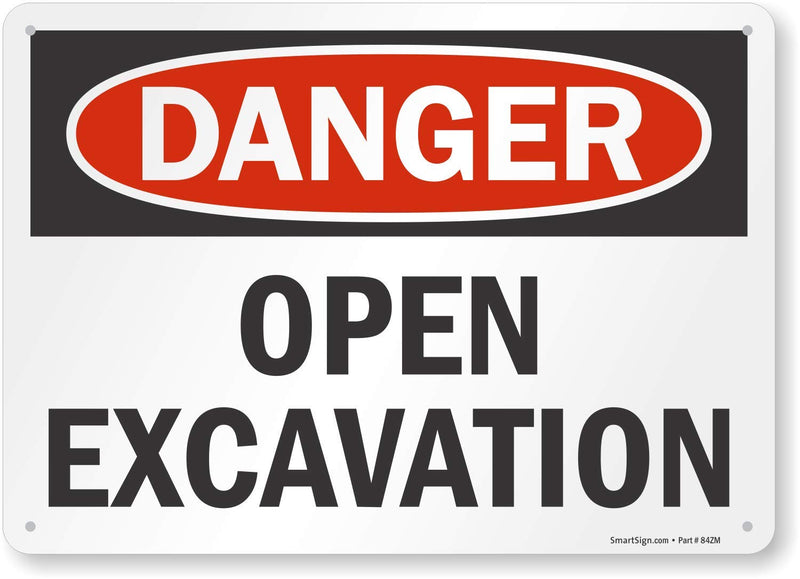 SmartSign - S-6735-PL-14 "Danger - Open Excavation" Sign | 10" x 14" Plastic