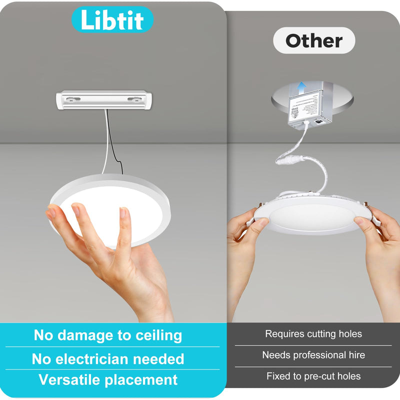 libtit 4Pack 4.7 Inch Small LED Ceiling Lights Flush Mount, 3000K 4000K 6500K Adjustable, 7W 700LM White Round Disk Light Fixture for Closet Basement Bathroom Hallway Kitchen Office Garage 4.7In-4Pack