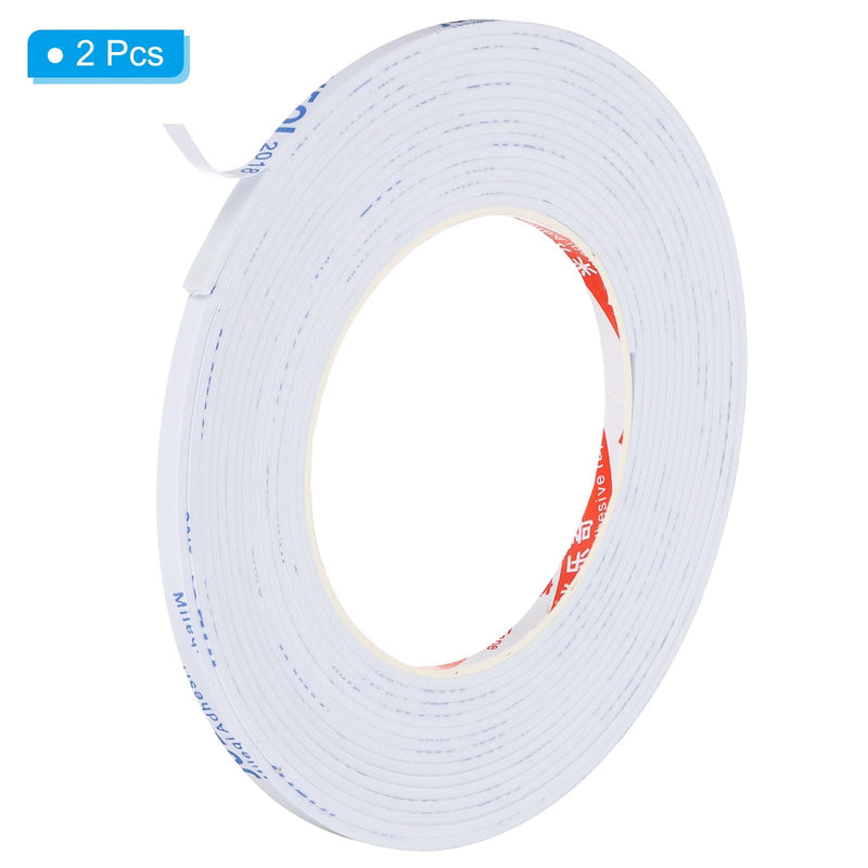 PATIKIL 5m/16.4ft Sealing Foam Tape, 2 Pack 5mm Wide 2mm Thick Single Sided Weather Stripping Door Furniture Seal Strip for Window Pipes Insulation, White 5m*5mm*2mm
