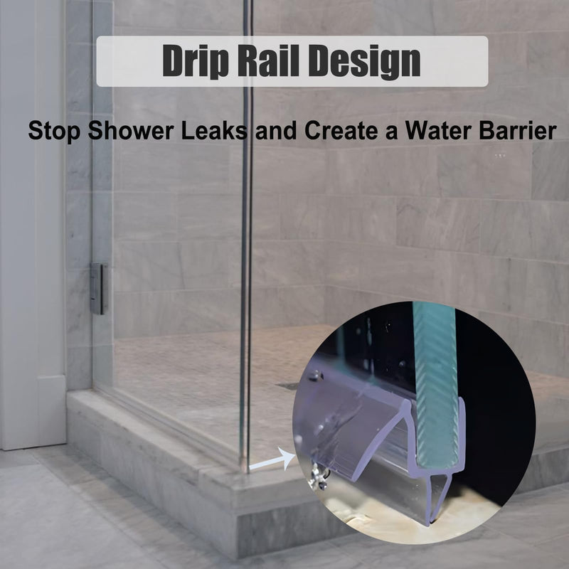 Frameless Shower Door Bottom Seal for 3/8" (10mm) Thick Glass, 36" Long, Clear Vinyl, No Adhesive Required, Stops Leaks Clean 36" Length for 3/8"