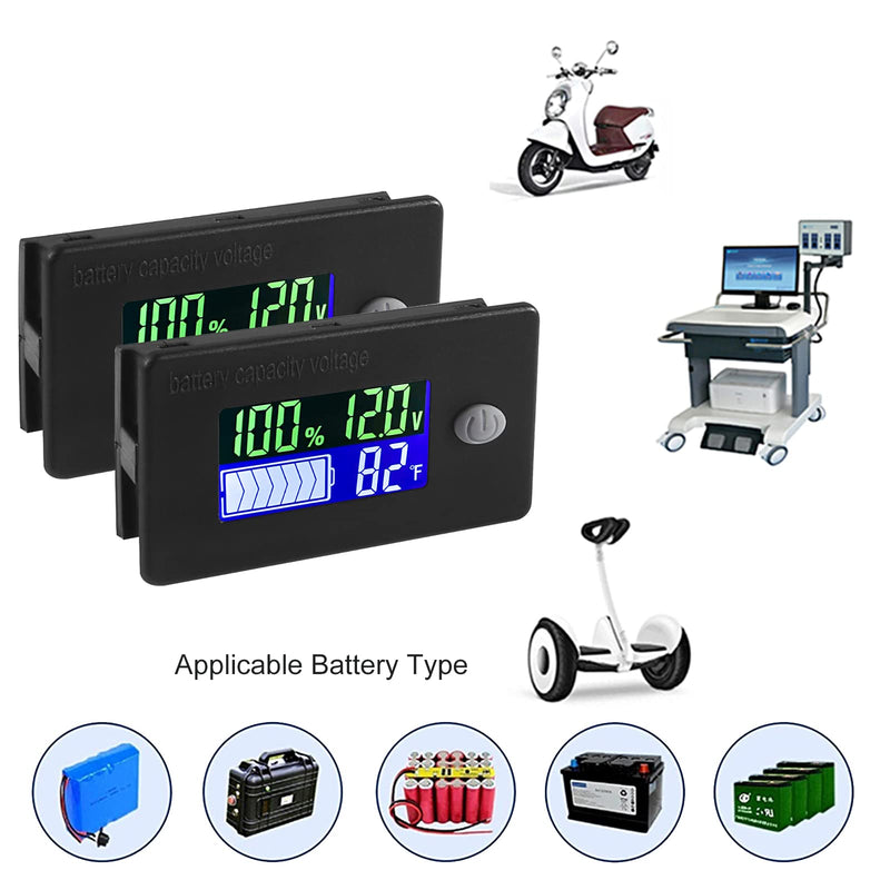 [Australia - AusPower] - Capacity Monitor 10-100v Meter 12v 24v 48v Battery Power Percentage Voltage Fahrenheit Temperature Indicator Gauge 