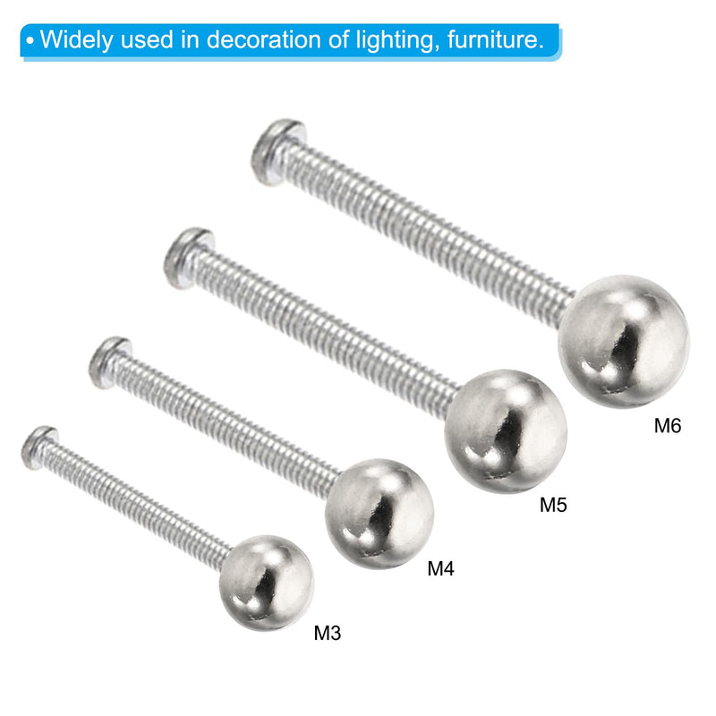 [Australia - AusPower] - PATIKIL M3x0.5mm Ball Nuts Knob, 20 Pack Carbon Steel Drilling Ball Caps Blind Hole Handle Nut Decoration for Furniture Lamp or DIY Project, Silver Tone M3x9mm 