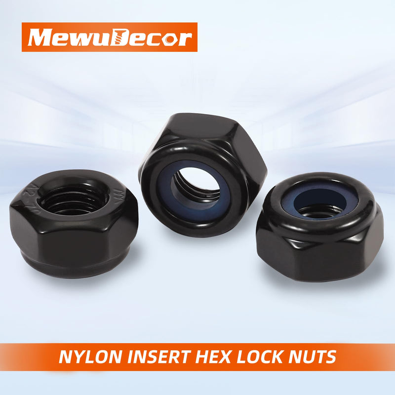 [Australia - AusPower] - M6 Black Nylon Insert Hex Lock Nuts Locknuts, Stainless Steel 18-8 (304), Black Oxide, 50 PCS M6-1 