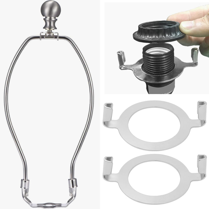 [Australia - AusPower] - Create idea 4PCS Lamp Harp Holder Saddle Adapters Silver 1.65" Compatible with E27 Threaded Base Non-slip Lampshade Adapter Metal Lampshade Holder 