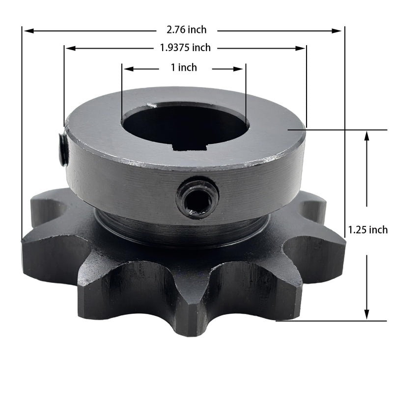 [Australia - AusPower] - #60 Roller Chain Sprocket Type B 1 inch Bore 10 Tooth, Hardened Antirust 1045 Steel Drive Sprockets 60B10-1 