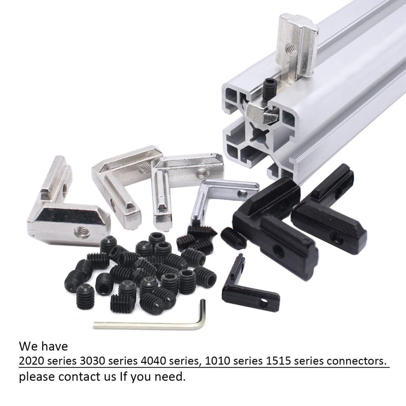 40Pcs 2020 Aluminum Extrusion Profile Hardware V-T Slot Connector L Bracket | FORRCKY, 20 Series 2020 2040 20mm Extruded Aluminum, with M5 Set Screw, Black Inside Joint Corner Bracket