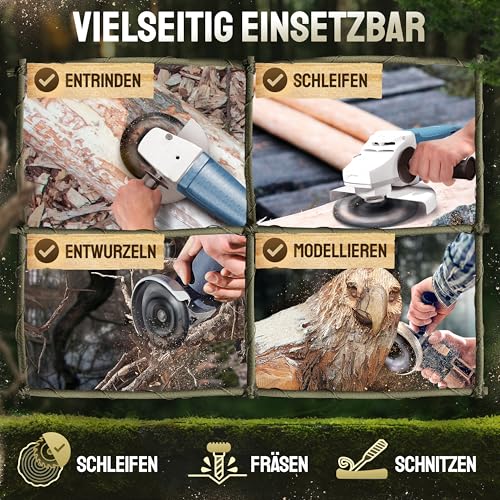 Eagle Focus Wood Grinding Disc 125mm Set Angle Grinder [Extra Sharp] | Flex disc for wood, root mill, paint mill, tree stump grinder, rasp disc, grinding with a flex grinding disc 125 mm (with transparency) Set of 3