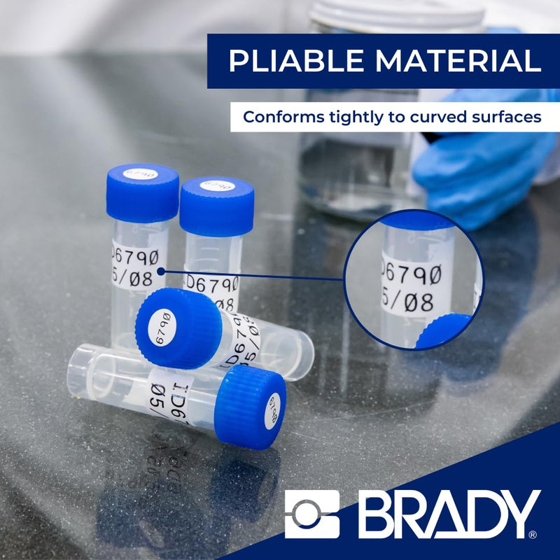 Brady Authentic (M4-141-499) Aggressive Adhesive Multi-Purpose Nylon Labels 2.25" H x 1" W Black on White, 90 Labels. for use with the BMP41, BMP51, and M511 Label Printers