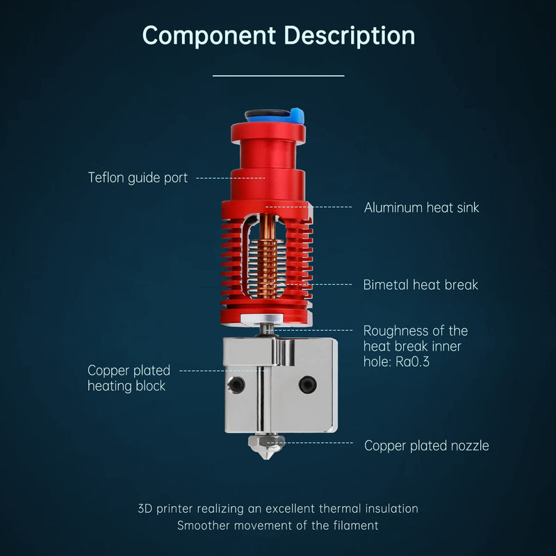 Upgrade Up to 500℃ Red Lizard K1 Volcano All Metal Hotend High Flow Plated Copper Bimetal Heatbreak Compatible with Voron 2.4 Prusa I3 MK3 MK3S DDB Titan Extruder V6 Hot End 3D Printer